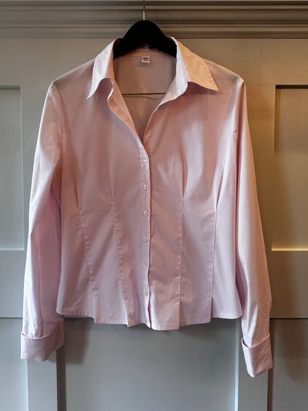 🌸 H&M Crisp Pink Textured Button Front Shirt Blouse - Size 16 🌸